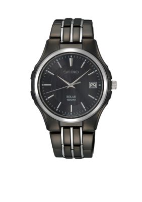 Seiko Men's 100 Meter Black Ion Finish Solar Dress Watch
