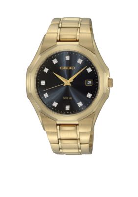 Seiko Men's 50 Meter Gold Solar Dress Watch