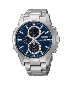 Seiko Men's 100 Meter Stainless Steel Solar Alarm Chronograph Watch