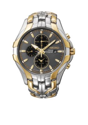 Seiko Men's 100 Meter Two Tone Solar Excelsior Alarm Chronograph Watch