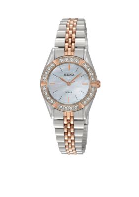Seiko Ladies 30 Meter Rose Gold Solar Dress Watch