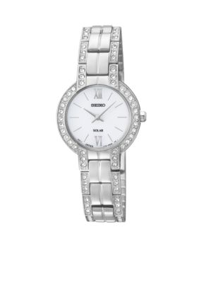 Seiko Ladies 30 Meter Stainless Steel Solar Modern Dress Watch with Crystals