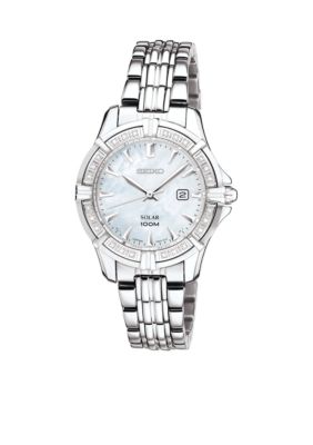 Seiko Solar Diamond Bezel Link Bracelet Watch