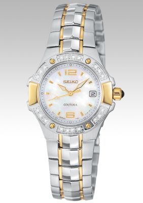 Seiko Ladies COUTURA 20 Diamond Bezel-Mother of Pearl Dial Watch