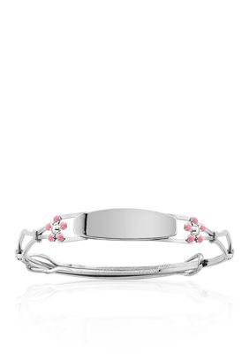 Belk & Co. Children's Sterling Silver Adjustable Bracelet with Pink Flowers