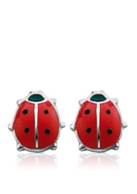 Belk & Co. Children's Sterling Silver Red and Black Ladybug Earrings