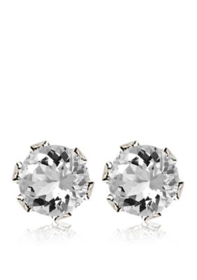 Belk & Co. Children's Sterling Silver 4mm Cubic Zirconia Earrings.