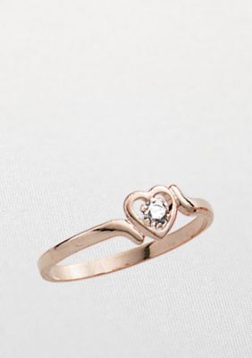 Belk & Co. Children's 14k Heart Shaped Ring With Genuine Diamond