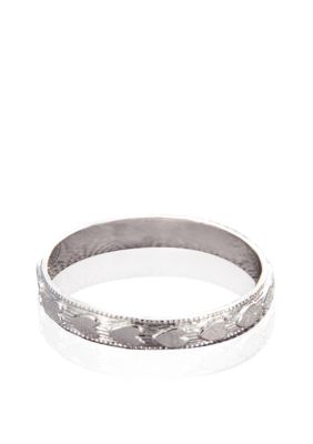 Belk  Co. Baby 14k White Gold Heart Patterned Band Ring