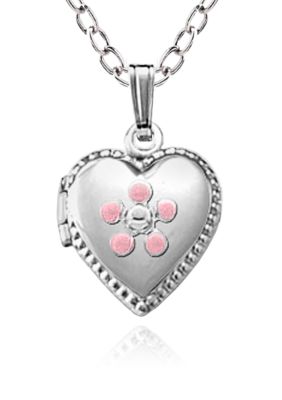 Belk & Co. Children's Sterling Silver Heart Locket With Pink Flower