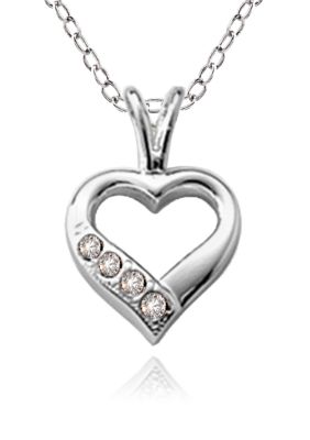 Belk & Co. Children's Sterling Silver Open Heart Cubic Zirconia Pendant