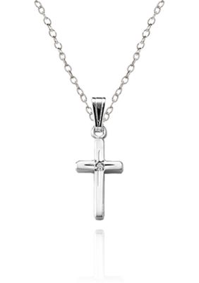 Belk & Co. Sterling Silver Polished Child's Genuine Diamond Cross Pendant