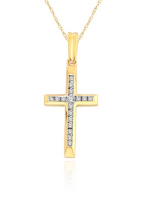 Belk & Co. Diamond Cross Pendant in 10k Yellow Gold
