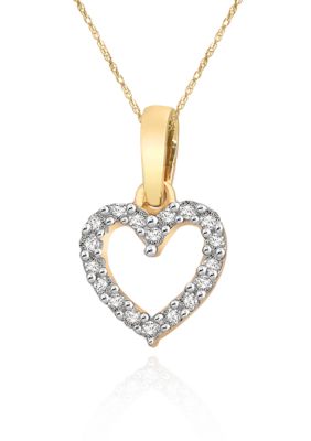 Belk & Co. Diamond Mini Heart Pendant in 10k Yellow Gold