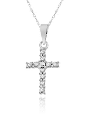 Belk & Co. Diamond Mini Cross Pendant in 10k White Gold