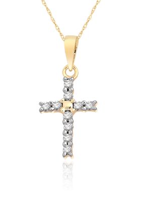 Belk & Co. Diamond Mini Cross Pendant in 10k Yellow Gold
