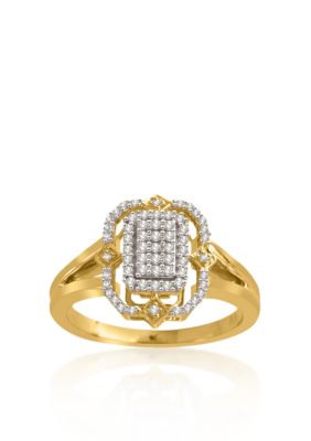 Belk & Co. Diamond Cluster Ring in 10k Yellow Gold