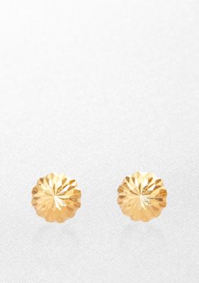 Belk & Co. Diamond Cut Dome Stud Earrings in Yellow Gold
