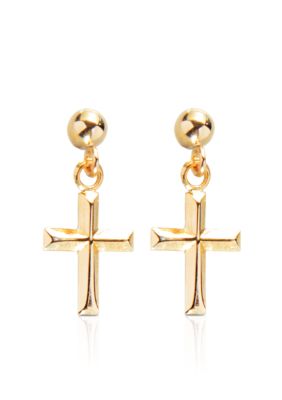 Belk & Co. 14k Yellow Gold Cross Dangle Earrings