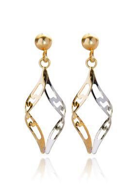 Belk & Co. 14k Gold Two Tone Twisted Filigree Dangle Earrings
