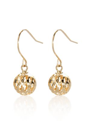 Belk & Co. 14k Yellow Gold Cutout Ball Dangle Earrings
