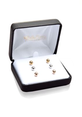 Belk & Co. 14k Tricolor 3-Pair Ball Stud Earring Set