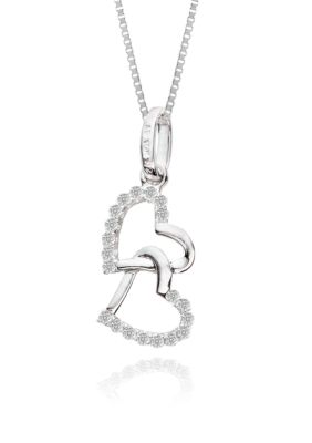 Belk & Co. Double Heart Diamond Pendant in 10k White Gold