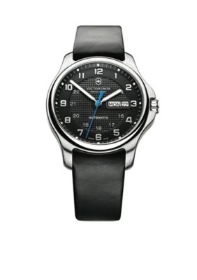 Victorinox Swiss Army Officer's D/D Mechanical Black Dial Black Strap Watch with Knife Set