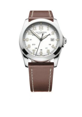 Victorinox Swiss Army Infantry Silver Dial with Brown Leather Strap Watch