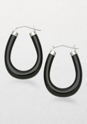 Belk & Co. Sterling Silver Onyx Hoop Earrings
