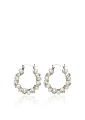 Belk & Co. Sterling Silver Earrings with Freshwater Pearl Twist