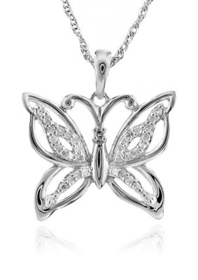 Belk & Co. Diamond Butterfly Pendant in Sterling Silver