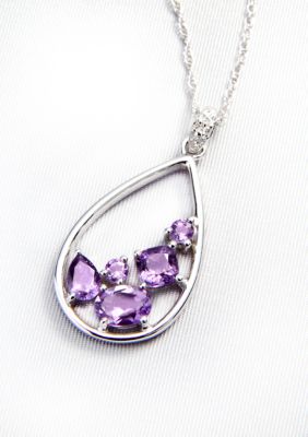 Belk & Co. Sterling Silver Amethyst Pendant with Diamond Accents