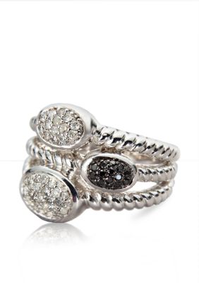 Belk & Co. Black & White Diamond Ring in Sterling Silver