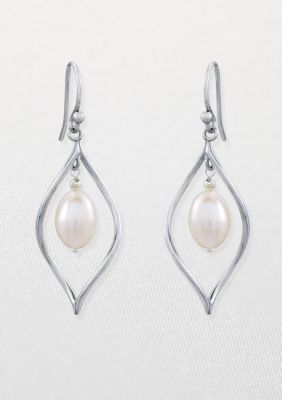 Belk & Co. Sterling Silver Freshwater Pearl Flame Dangle Earrings