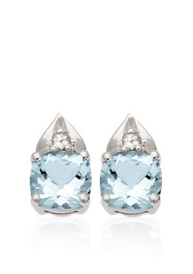 Belk & Co. 10k White Gold Aquamarine and White Topaz Earrings  