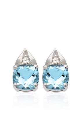 Belk & Co. 10k White Gold Blue and White Topaz Earrings  