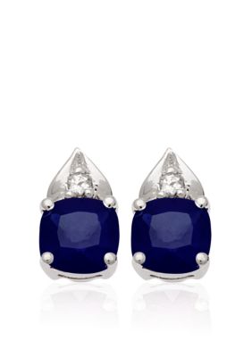 Belk & Co. 10k White Gold Sapphire and White Topaz Earrings   