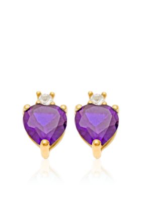 Belk & Co. 10k Yellow Gold Genuine Amethyst and White Topaz Earring <br>