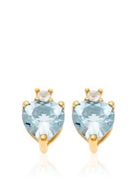 Belk & Co. 10k Yellow Gold Aquamarine and White Topaz Earrings <br>