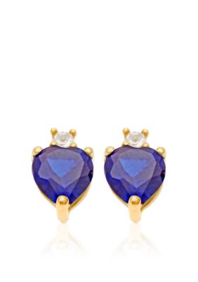 Belk & Co. 10k Yellow Gold Sapphire and White Topaz Earrings  