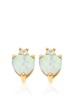 Belk & Co. 10k Yellow Gold Opal and White Topaz Earrings  
