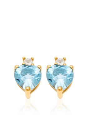 Belk & Co. 10k Yellow Gold Blue and White Topaz Earrings