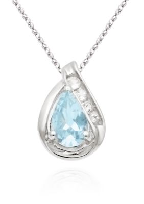 Belk & Co. 10k White Gold Aquamarine and White Topaz Pendant