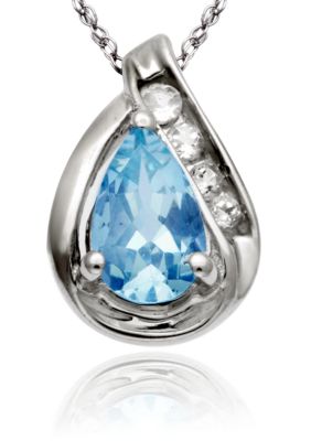 Belk & Co. 10k White Gold Blue Topaz and White Topaz Pendant  