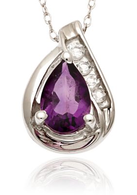 Belk & Co. 10k White Gold Amethyst and White Topaz Pendant  