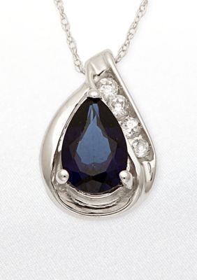 Belk & Co. 10k White Gold Sapphire and White Topaz Pendant <br>