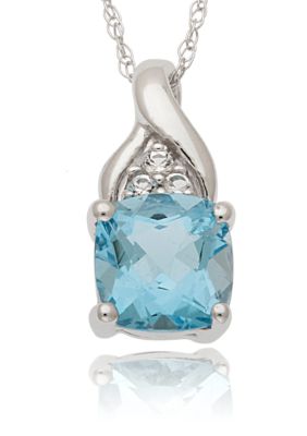 Belk & Co. 10k White Gold Blue Topaz and White Topaz Pendant <br>