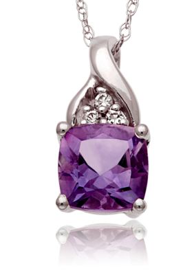 Belk & Co. 10k White Gold Amethyst and White Topaz Pendant  
