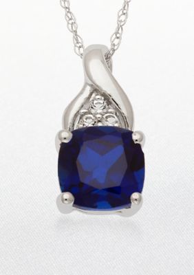 Belk & Co. 10k White Gold Sapphire and White Topaz Pendant  